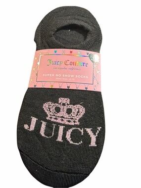 NIP Juicy Couture 6-Pair Super No Show Socks - Black Pink Grey 4-10